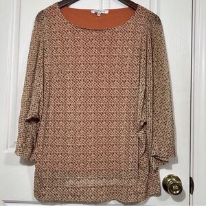 Rose & Olive Patterned Blouse - Brown and Tan